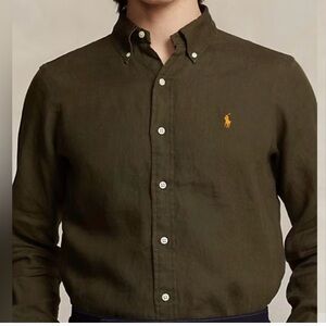 Polo Ralph Lauren olive green oxford button up small